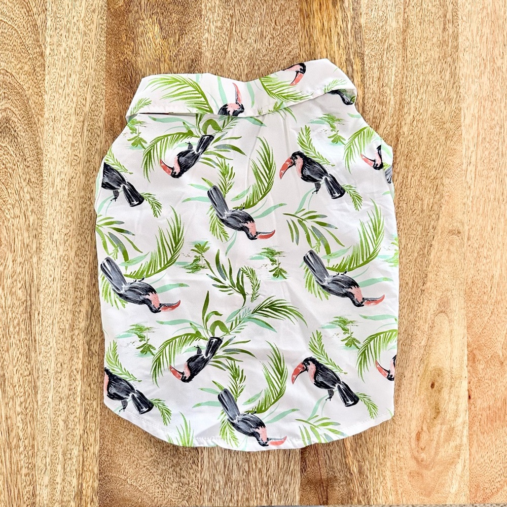 | on • tropical parrot aloha dog shirt • medium |